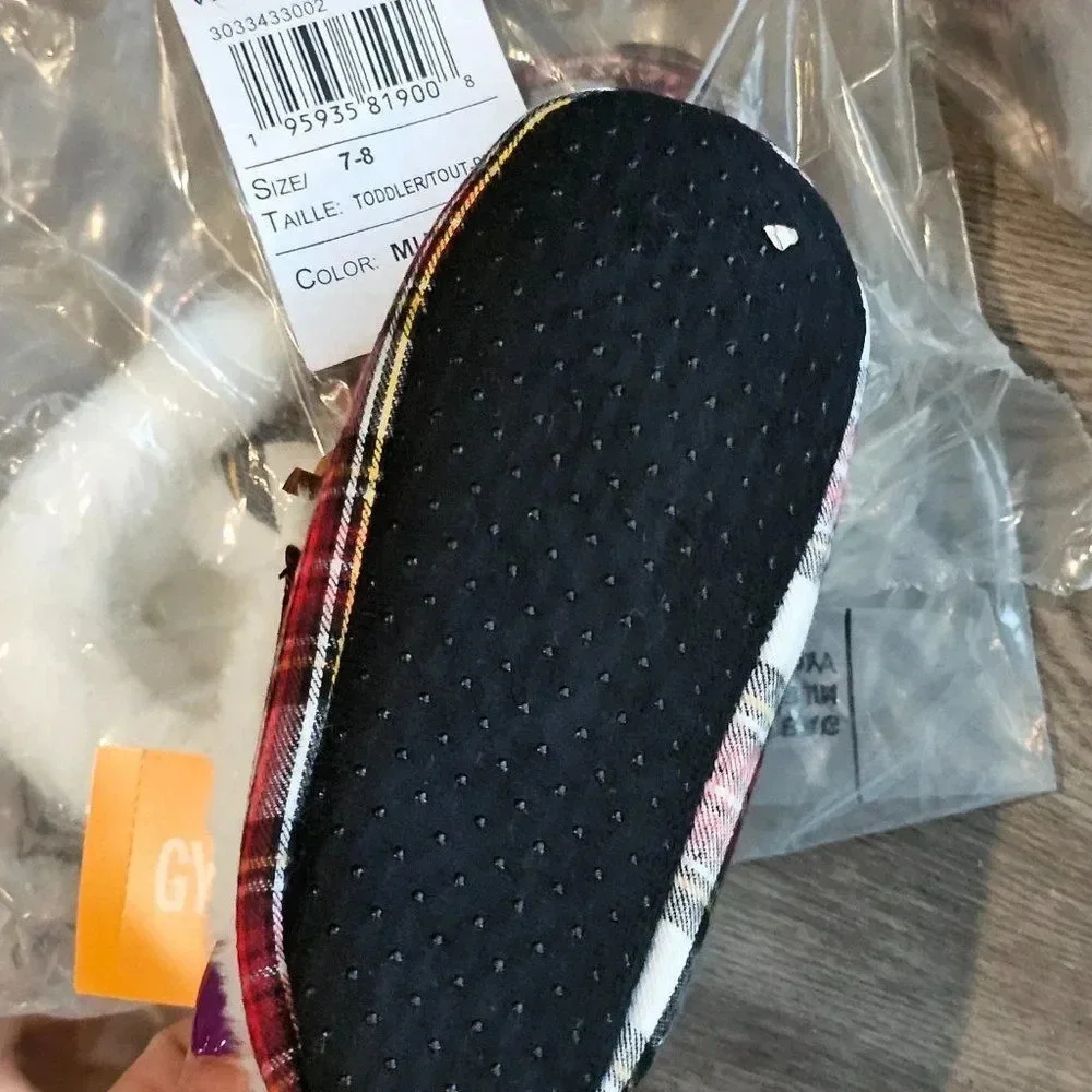 NWT Gymboree Unisex Toddlers Gymmies Multicolor Plaid Relaxing Slippers Size 7-8